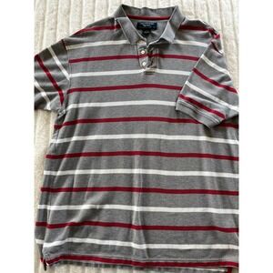 Levi Strauss Signature Grey w/‎ Red and White Stripes Golf Shirt Short Sleeve XL